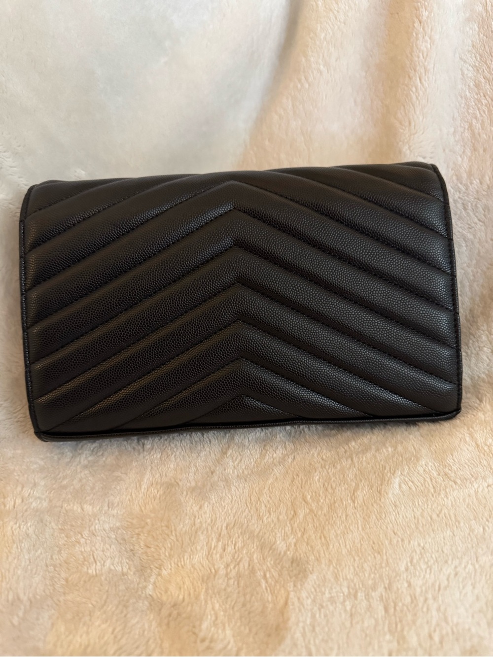 YSL Branded Black-on-Black Caviar Chevron Chain Shoulder/Crossbody Bag EUC - Picture 5 of 12